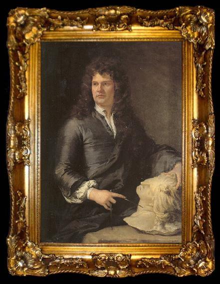 framed  Sir Godfrey Kneller Grinling Gibbons, ta009-2
